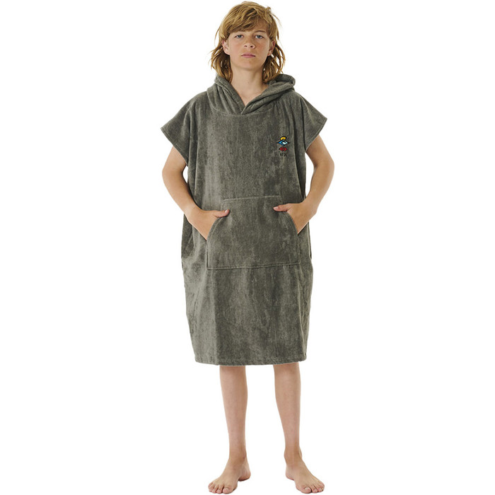 2024 Rip Curl Junior Logo Hooded Towel Changing Robe / Poncho 009BTO - Grey